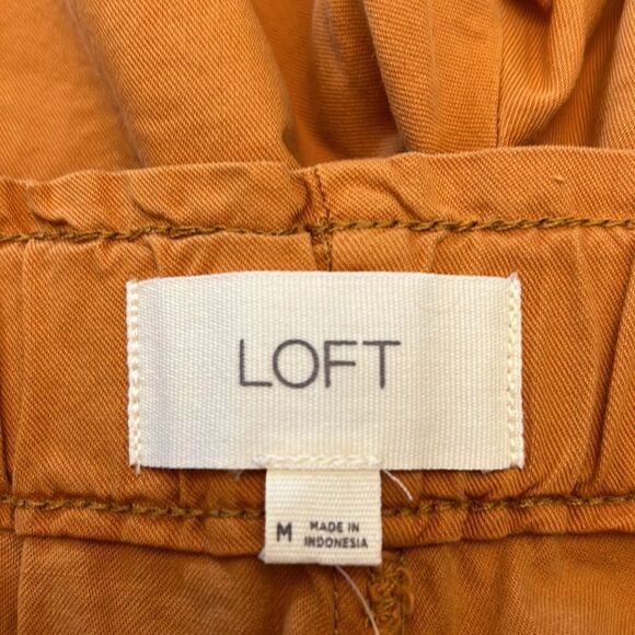 Loft brown/yellow elastic waistband shorts Size M New - Picture 6 of 8